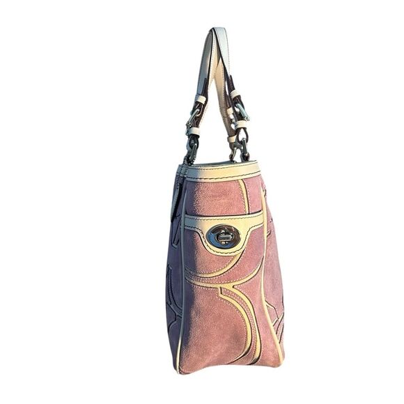 Coach Vintage Optic Signature Purple Suede Tote Bag - Picture 4 of 16